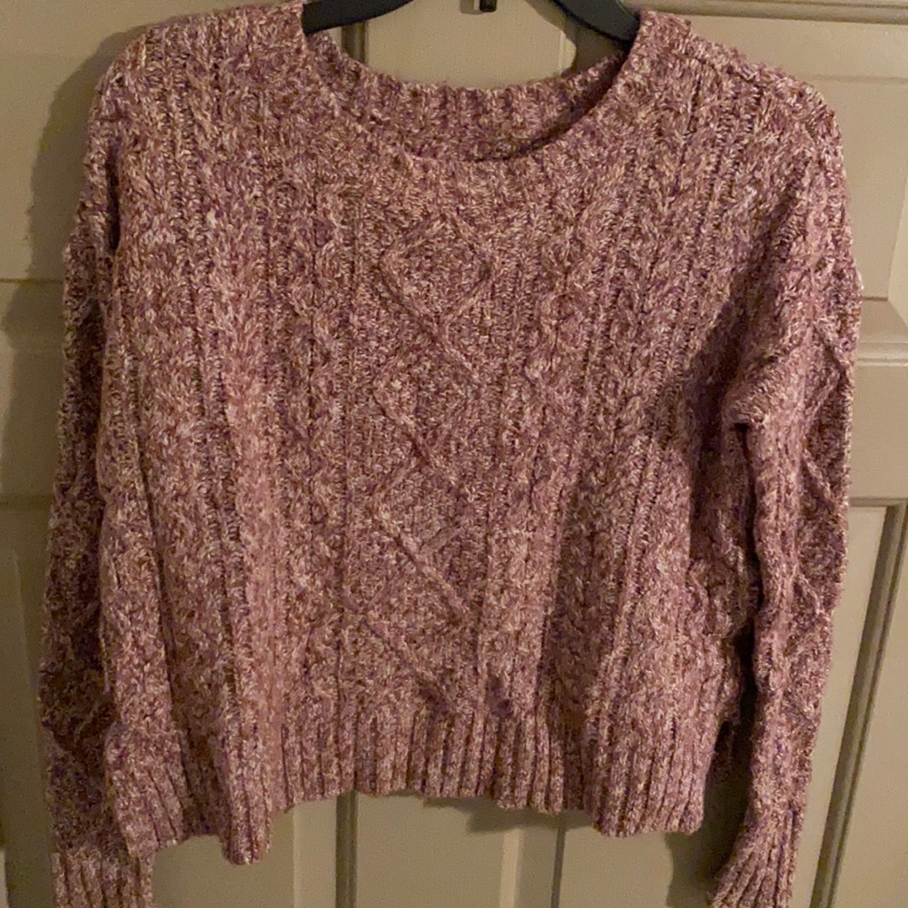 Cropped American Eagle sweater — marbled pink — X Small